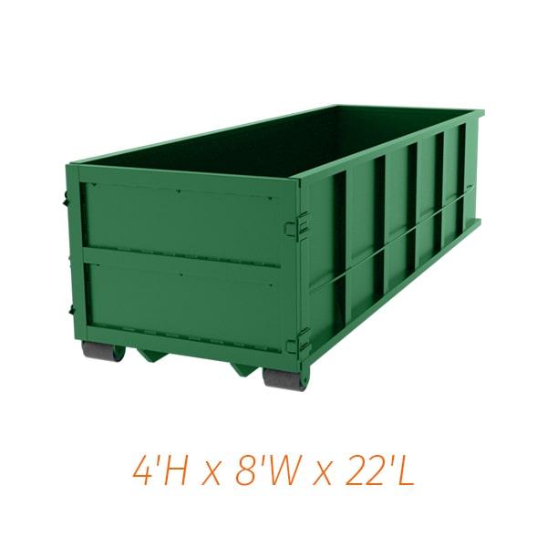 hazardous waste cannot be put in the 20 yard dumpsters as it needs to be disposed of in a special and regulated manner